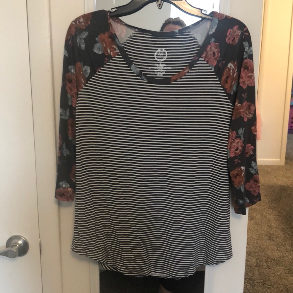 Floral stripe shirt.